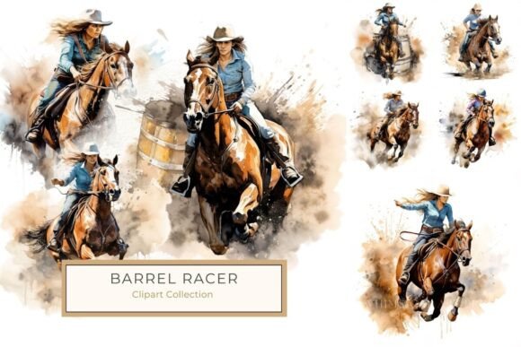 Bold Cowgirl Watercolor Clipart - Rodeo: A Design Asset for Western Charm