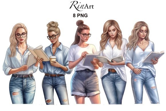 Bookworm Clipart: Elevate Your Visual Storytelling with Girl Reading Books PNGs
