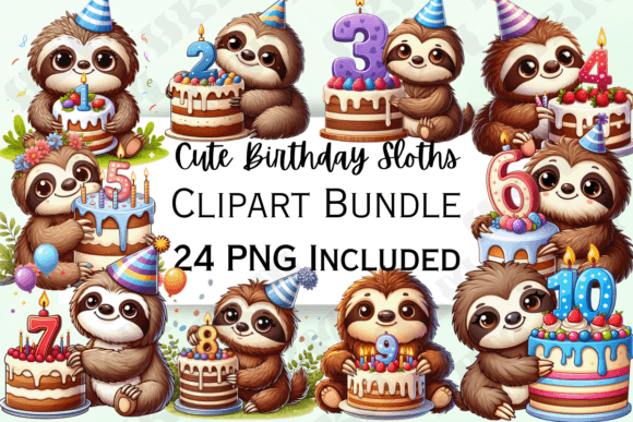 Cute Birthday Sloth Clipart: Celebrate in Slow-Motion Style