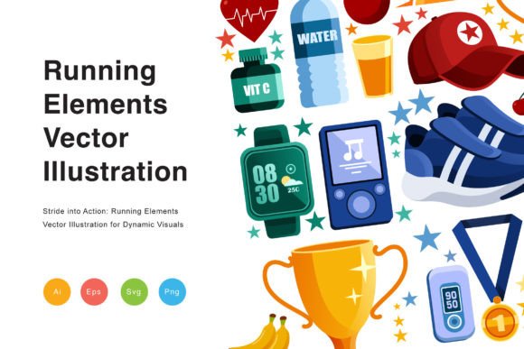 Dynamic Motion: Using Running Elements Vector Illustration