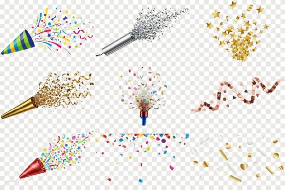 Elevate Your Designs with Confetti & Party Popper Clipart