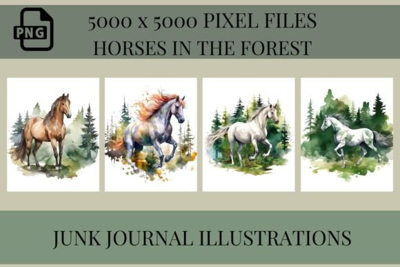 Horses in the Forest Illustrations: A Digital Art Collection