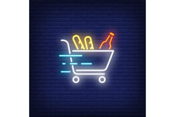 Neon Icon of Food Delivery: Shopping Tro’s Visual Power