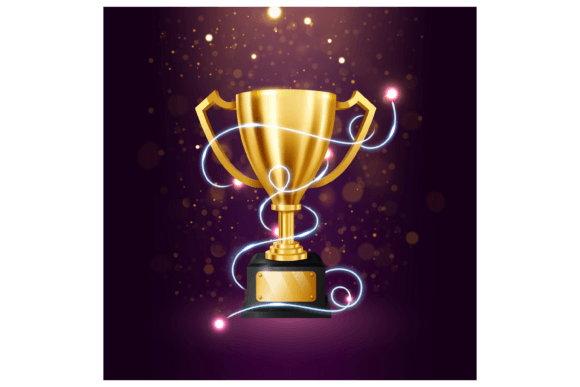 Realistic Golden Trophy with Blue Light: A Designer's Guide