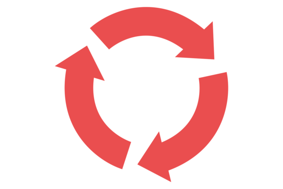 Red Rotating Arrows Symbol: A Dynamic Circular Motion Icon