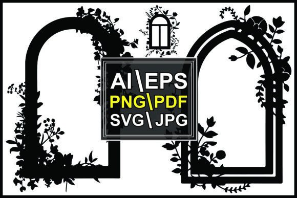 Silhouette Window Frame Leafy Vines Arch: Elevate Your Designs