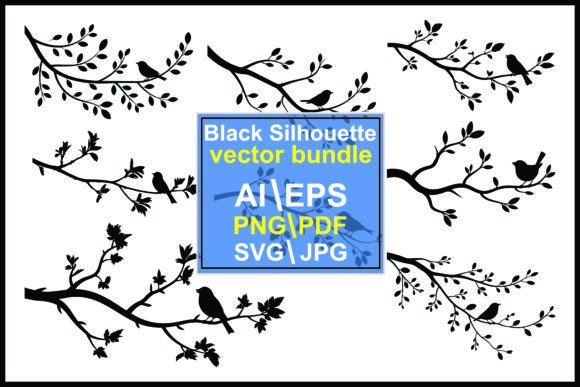 Silhouettes of Birds on Branches: A Complete Design Asset
