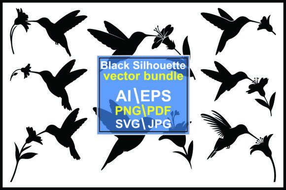 The Elegance of Hummingbirds and Flowers Silhouette in Design